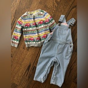 Boys Farmer Bundle - Mini Boden Sweater and Overalls